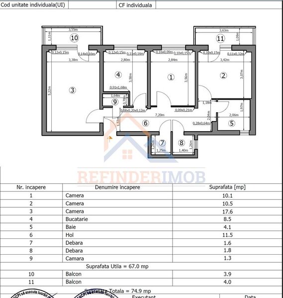 Rahova 3 camere, decomandat, 2 bai, 2 balcoane